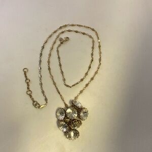 J. Crew Gold Tone Crystal Cluster Pendant Necklace